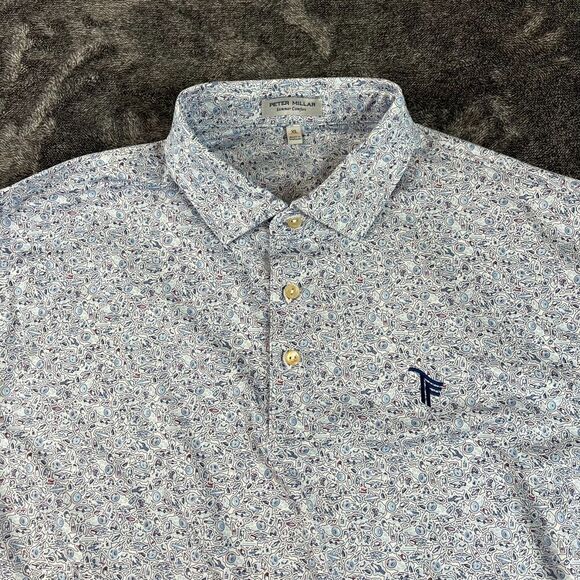 Peter Millar Summer Comfort Car Racing AOP Print Golf Polo Men's XL Performance - Picture 2 of 10